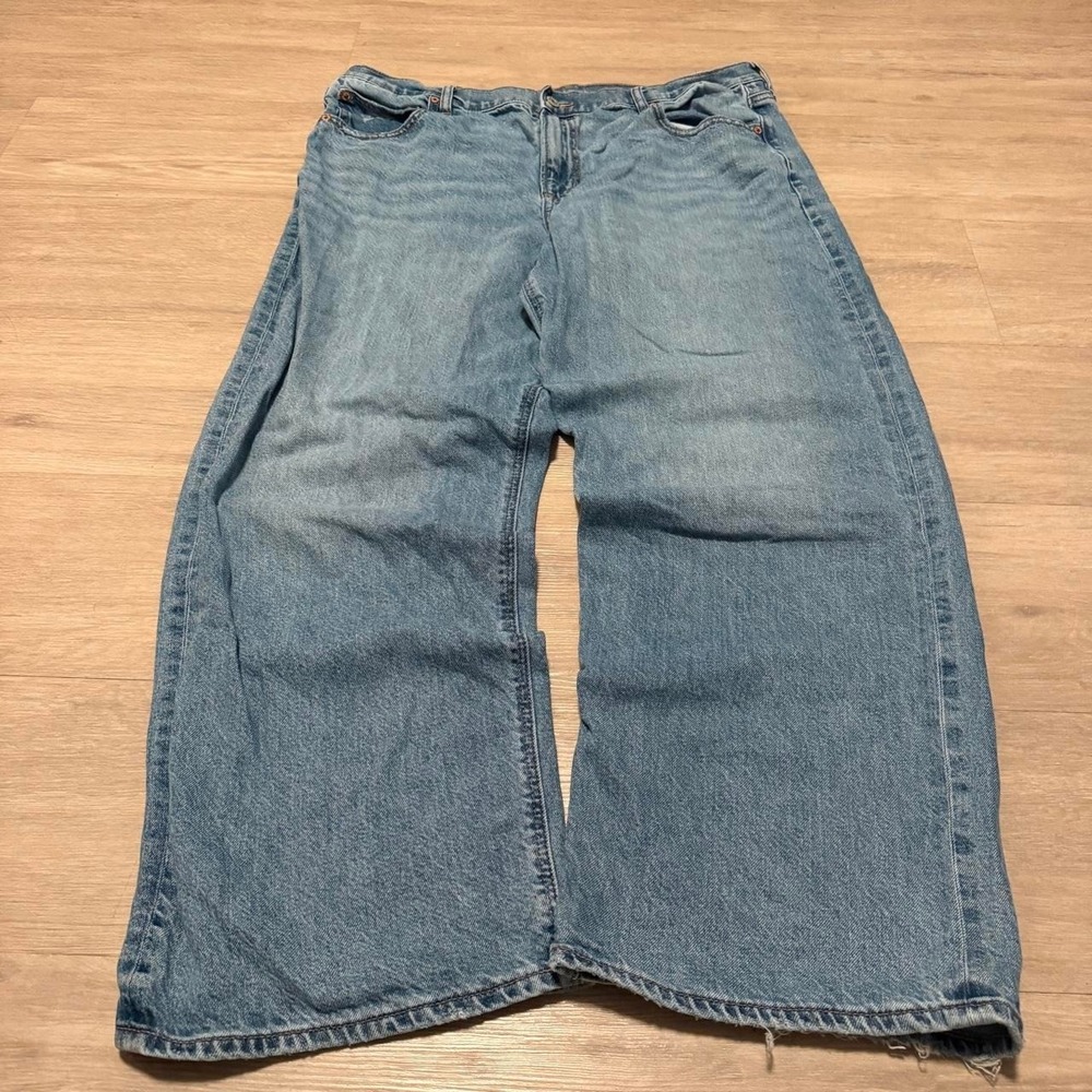 34x28 Blue Baggy Wide Leg Jeans Y2K Grunge 2000s Vintage
